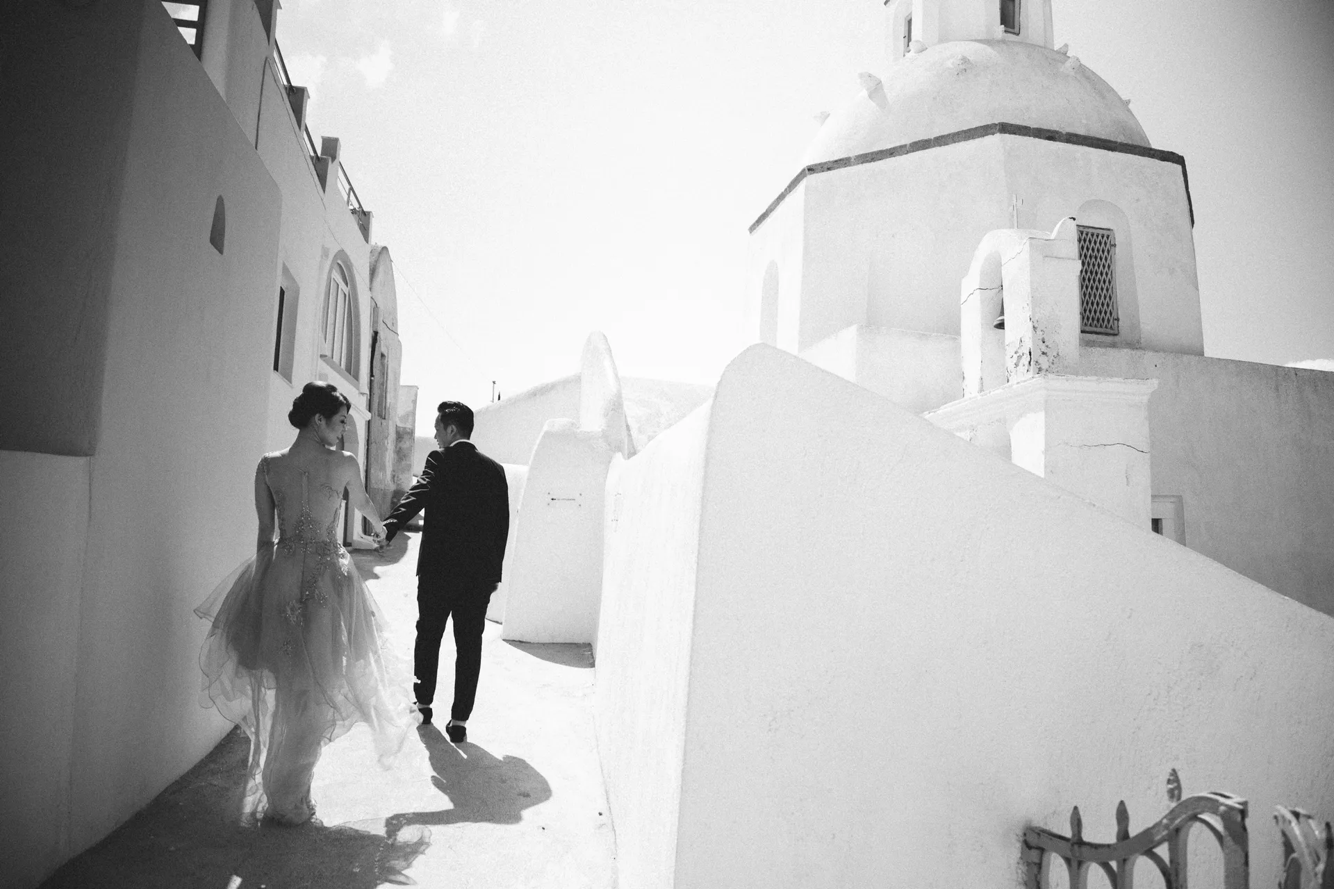 Santorini wedding content creator capturing candid moments